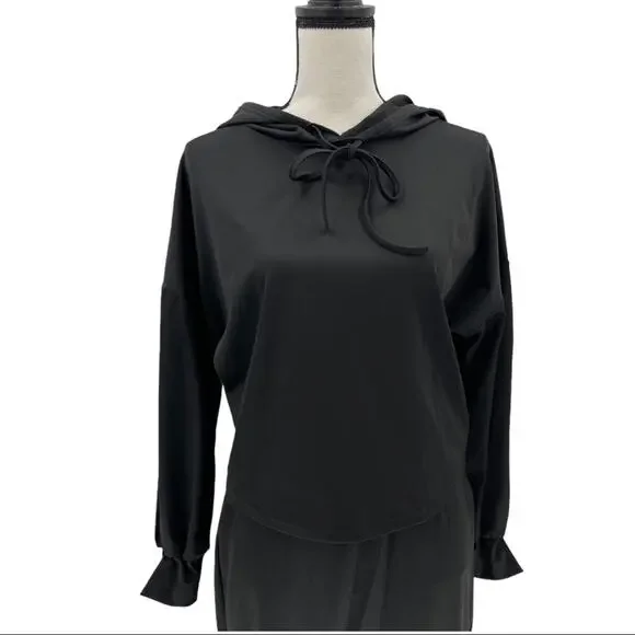 Black Women's Drawstring Hoodie Skirt Set Size Medium M - Picture 5 of 15